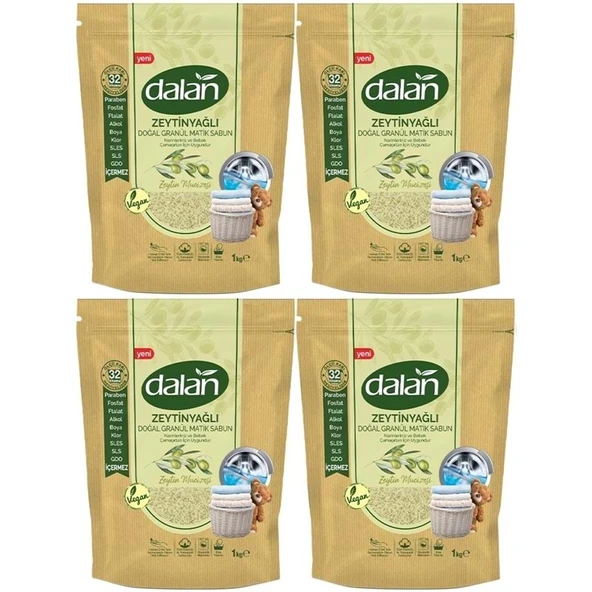 Dalan Doğal Granül Sabun Tozu 1Kg Bebekler İçin %100 Zeytinyağlı (4 Lü Set) ürün görseli 1