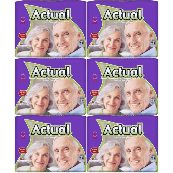 Actual Yetişkin Bezi Bel Bantlı L - Large - Büyük 180 Adet (6PK*30) ürün görseli 1
