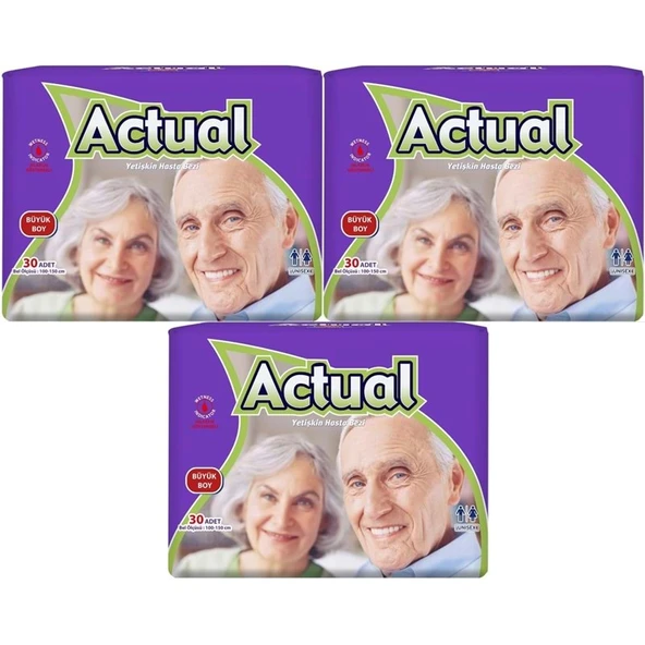 Actual Yetişkin Bezi Bel Bantlı L - Large - Büyük 90 Adet (3PK*30) ürün görseli 1