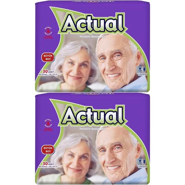 Actual Yetişkin Bezi Bel Bantlı L - Large - Büyük 60 Adet (2PK*30) ürün görseli 1