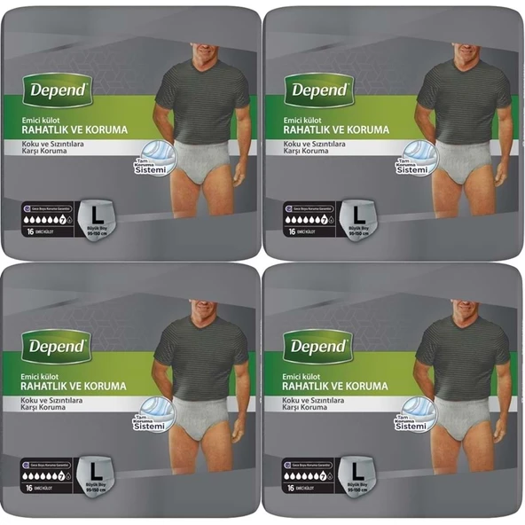 Depend Emici Külot Pants Yetişkin Bezi L - Büyük - Large Erkek 64 Adet (8PK*8) ürün görseli 1
