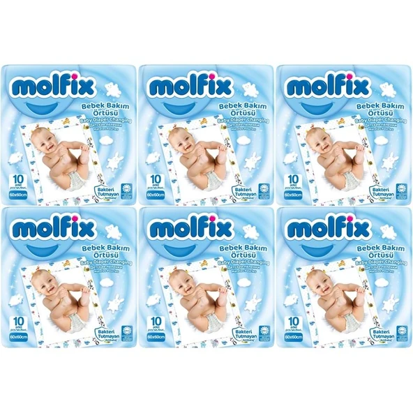 Molfix Bebek Bakım Alt Açma Örtüsü 6 Lı Set 60 Adet (6Pk*10) ürün görseli 1
