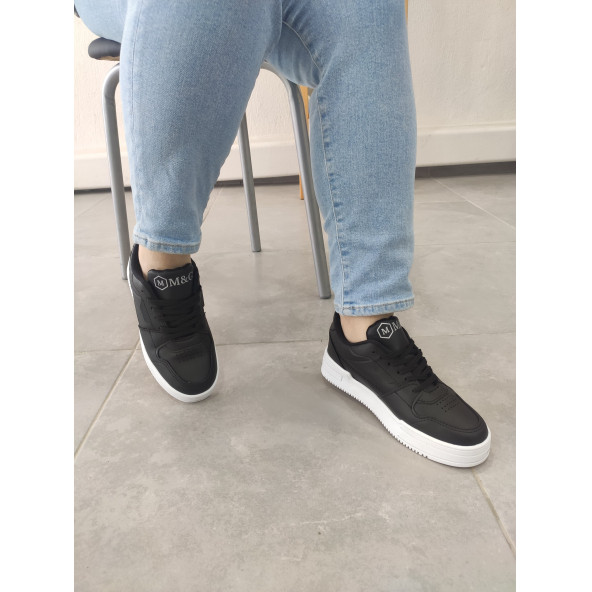 Unisex Ayakkabı Siyah Beyaz Taban Spor Ayakkabı Sneaker Mg03 ürün görseli 1