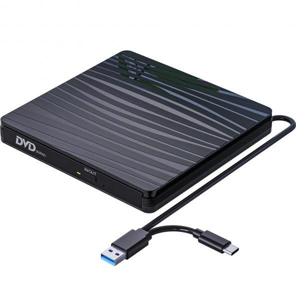UpWay  Dvd Rw Usb 3.0 Type-C Slim Harici Cd Dvd Yazıcı Okuyucu MacBook iMac Windows11 ürün görseli 1
