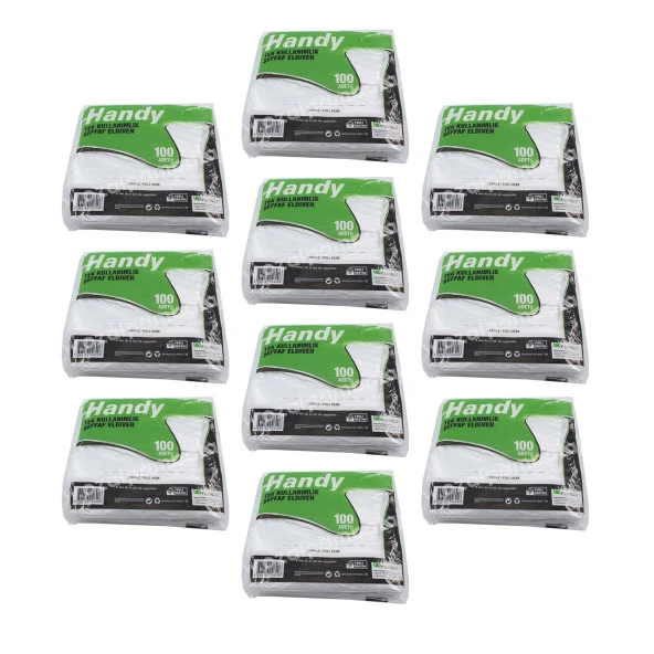 Handy HDPE İş Temizlik Tek Kullanımlık Şeffaf Eldiven / Büyük Boy / 100 Adetlik 10 Paket - Koli ürün görseli 1