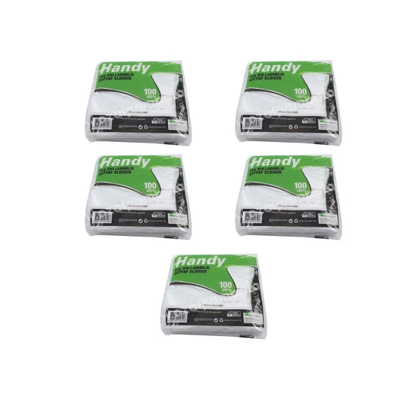 Handy HDPE İş Temizlik Tek Kullanımlık Şeffaf Eldiven / Büyük Boy / 100 Adetlik 5 Paket - Koli ürün görseli 1