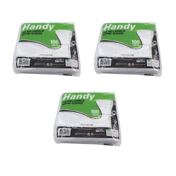 Handy HDPE İş Temizlik Tek Kullanımlık Şeffaf Eldiven / Büyük Boy / 100 Adetlik 3 Paket - Koli ürün görseli 1