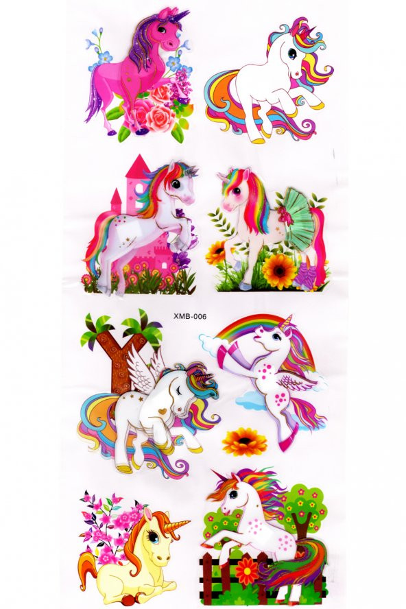 Duvar Sticker Kabartmalı 3 Boyutlu Sticker, 3d Duvar Stiker (XMB006) 55x25 cm - Unicorn Rainbow ürün görseli 1