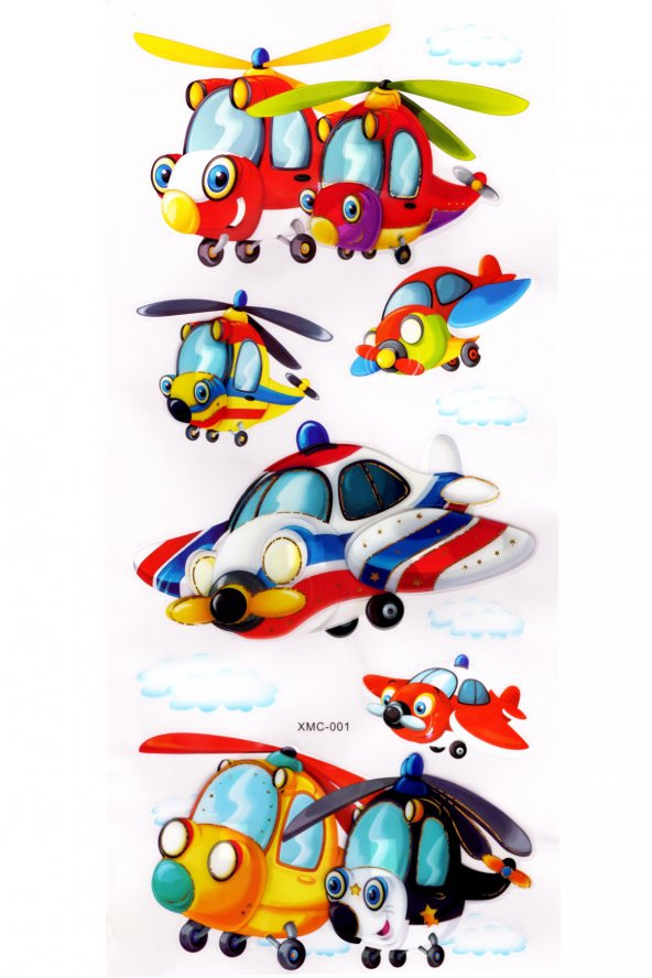 Duvar Sticker Kabartmalı 3 Boyutlu Sticker, 3d Duvar Stiker (XMC001) 55x25 cm - Helikopter ürün görseli 1