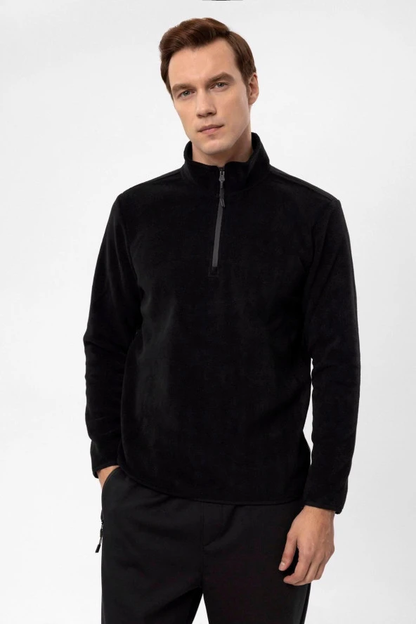Kapişonlu Yaka Regular Kalıp Düz Sweatshirt - Resim 4