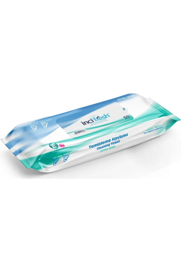 İnci Fresh Islak Vücut Temizleme Havlusu Mendil - Vitamin E + B5 - Parabensiz - 50 Adetlik 1 Paket ürün görseli 1