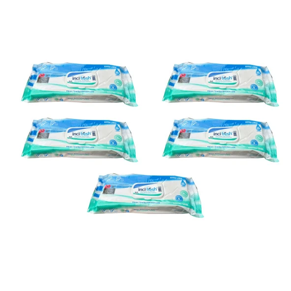 İnci Fresh Islak Vücut Temizleme Havlusu Mendil - Vitamin E + B5 - Parabensiz - 50 Adetlik 5 Paket ürün görseli 1