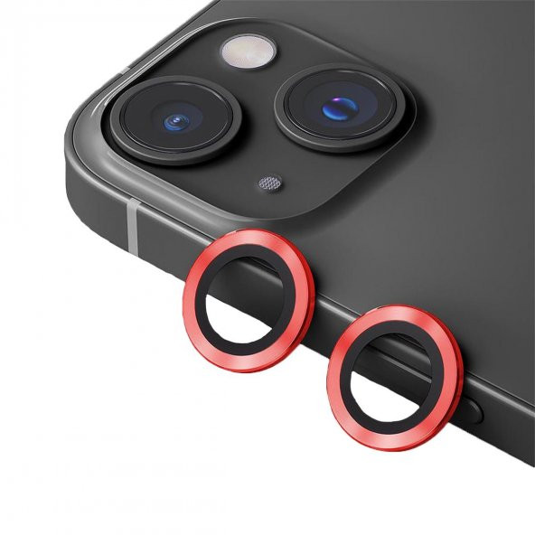 BİNANO METAL RİNG IPHONE 15/15 PLUS KIRMIZI KAMERA KORUYUCU ürün görseli 1