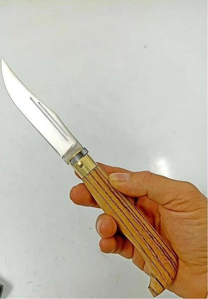 Bursa El Yapımı Çelik Ceviz Ağaç Saplı Kilitli Çakı 24 cm ürün görseli 1