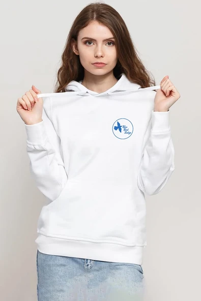 The Mentalist Blue Bird Lodge Beyaz Kadın 3ip Kapşonlu Sweatshirt ürün görseli 1