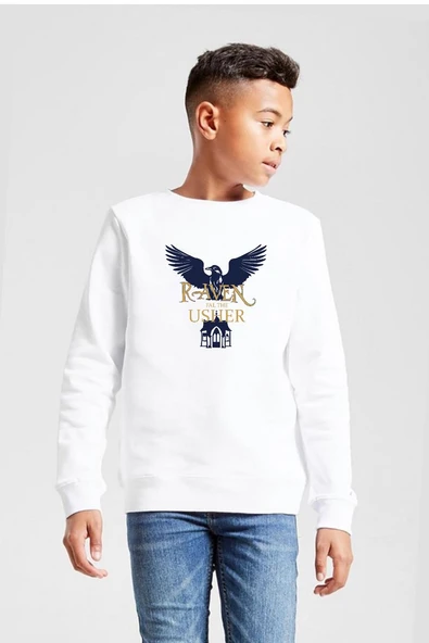 The Fall of the House of Usher Raven Beyaz Çocuk 2ip Sweatshirt ürün görseli 1
