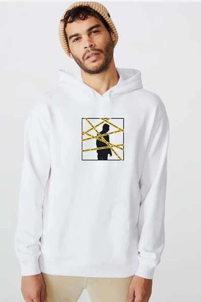 The Mentalist Crime Scene Tape Beyaz Erkek 3ip Kapşonlu  Sweatshirt ürün görseli 1