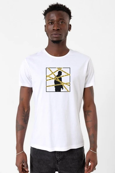 The Mentalist Crime Scene Tape Beyaz Erkek Bisikletyaka Tshirt ürün görseli 1
