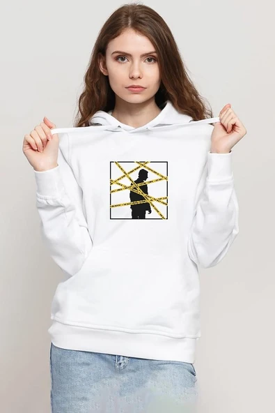 The Mentalist Crime Scene Tape Beyaz Kadın 3ip Kapşonlu Sweatshirt ürün görseli 1