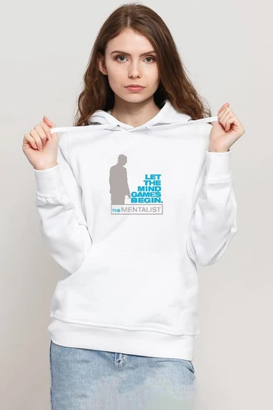 The Mentalist Let The Mind Beyaz Kadın 3ip Kapşonlu Sweatshirt ürün görseli 1