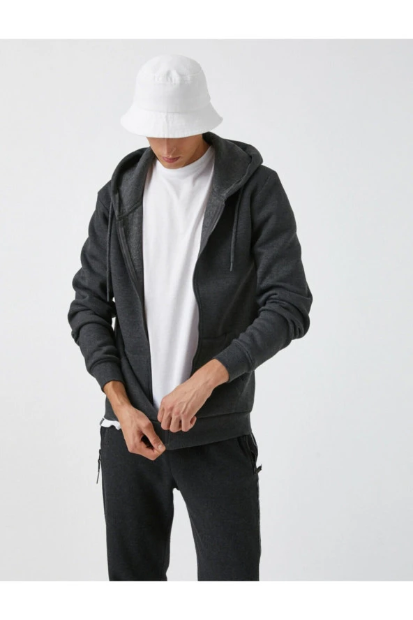Fermuarlı Sweatshirt Kapşonlu ürün görseli 1