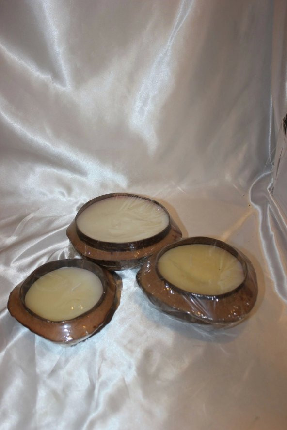 Hindistan Cevizi Saksı Mum 3 lü set - Resim 3