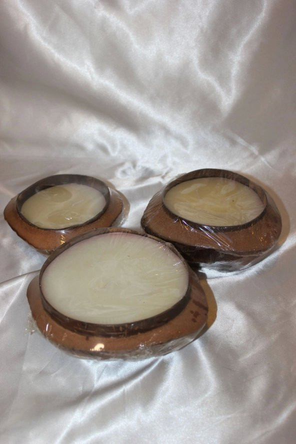Hindistan Cevizi Saksı Mum 3 lü set - Resim 5
