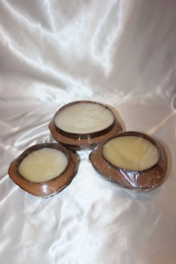 Hindistan Cevizi Saksı Mum 3 lü set - Resim 7