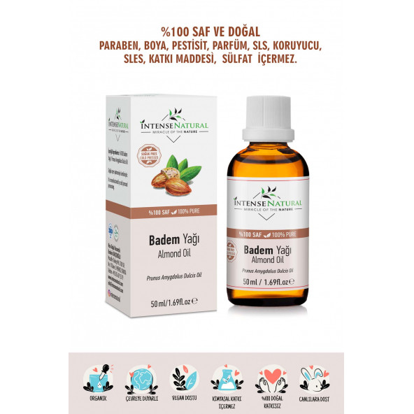 Badem Yağı Tatlı 50 ml Soğuk Sıkım %100 Saf ve Doğal Sweet Almond Oil ürün görseli 1