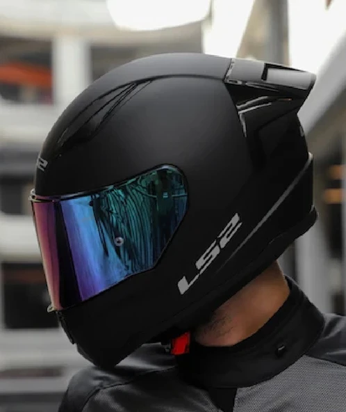 LS2 Rapıd 2 Race Mat Siyah Fullface Motosiklet Kaskı Gökkuşağı Camlı ürün görseli 1