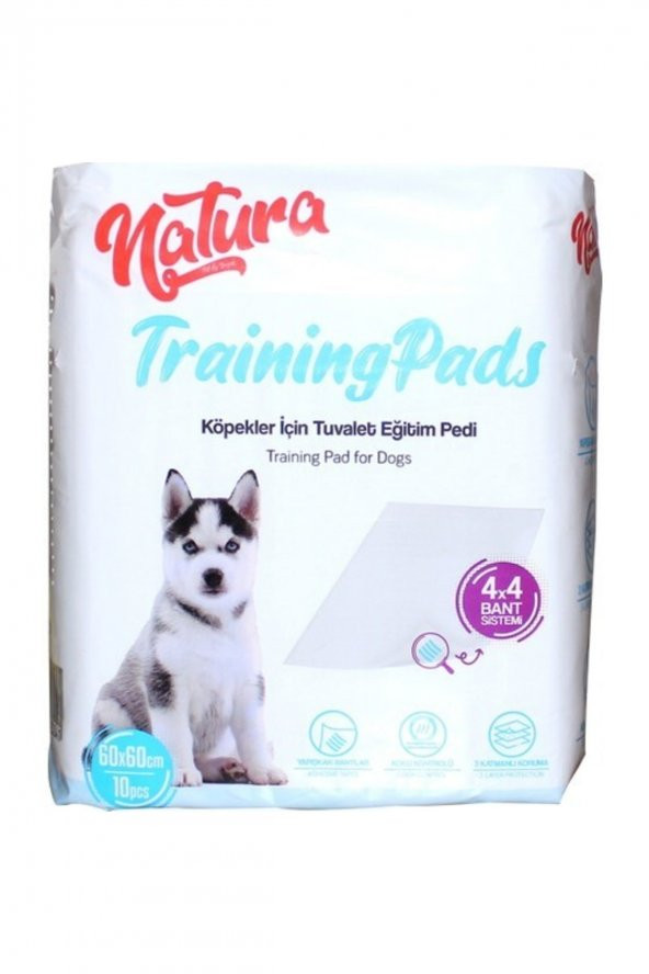 Natura Çiş Eğitim Pedi Kaydırmaz Bantlı 10 Lu 60x60 Cm ürün görseli 1