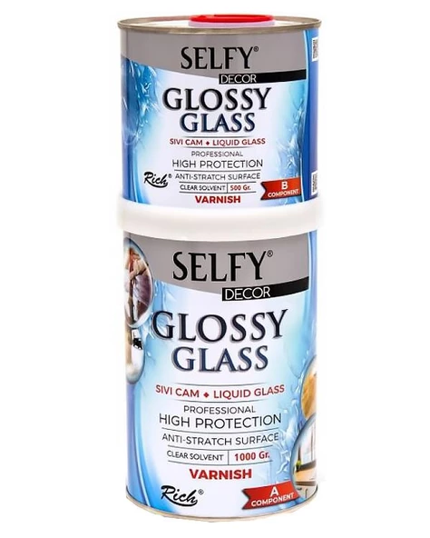 Rich Selfy Decor Glossy Glass Sıvı Cam Vernik 1000+500 gr ürün görseli 1