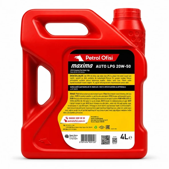 PETROL OFİSİ MAXIMA AUTO LPG 20W-50 4LT - Resim 2