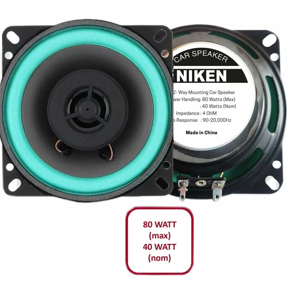 NİKEN Araç hoparlörü kolon 10cm 4inc 80watt niken 2 ADET ürün görseli 1