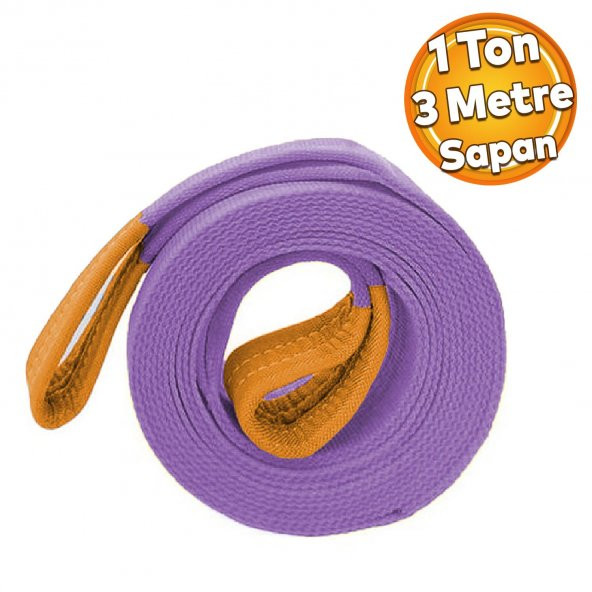Sapan Lila Renk Polyester Spanzet 1 Ton 3 Metre Sağlam Yük Kaldırma Taşıma İndirme Halat ürün görseli 1