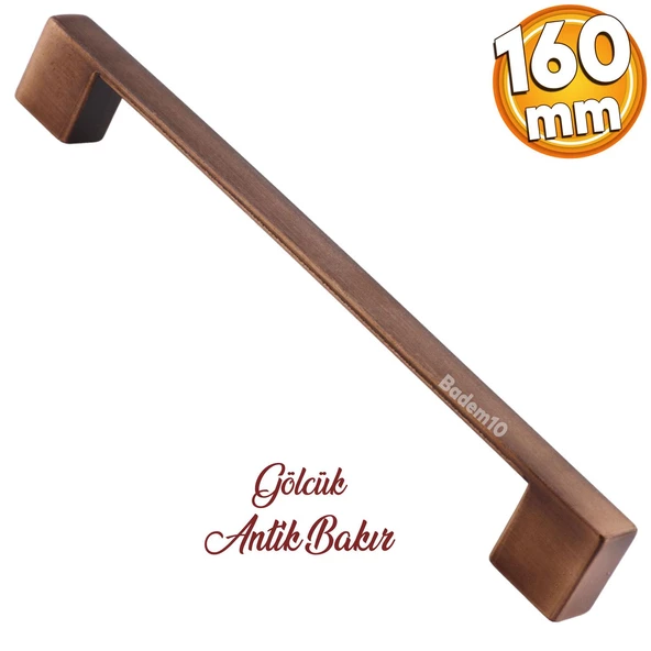 Gölcük Düz Metal Eskitme Antik Bakır 160 mm Mobilya Mutfak Çekmece Dolap Dolabı Kulpu Kulbu Kulpları ürün görseli 1
