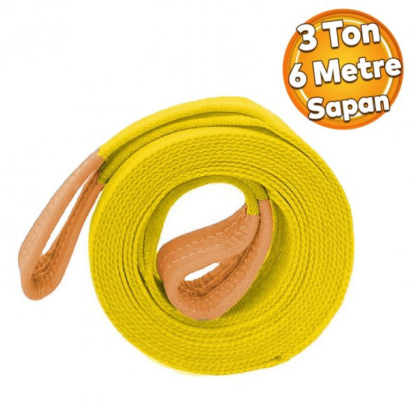 Spanzet Sapan Polyester Sarı Renk 3 Ton 6 Metre Sağlam Yük Kaldırma Taşıma İndirme Halat ürün görseli 1