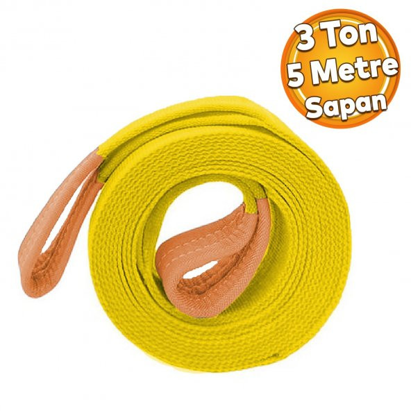 Spanzet Sarı Renk 3 Ton 5 Metre Dokuma Sapan Polyester Sağlam Yük Kaldırma Taşıma İndirme Halat ürün görseli 1