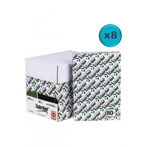 Copier Bond A4 Fotokopi Kağıdı 80gr 8 Koli 20000 Sayfa ürün görseli 1