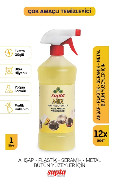Supta Mix Çok Amaçlı Temizlik Maddesi 1 LT 12 Adet ürün görseli 1