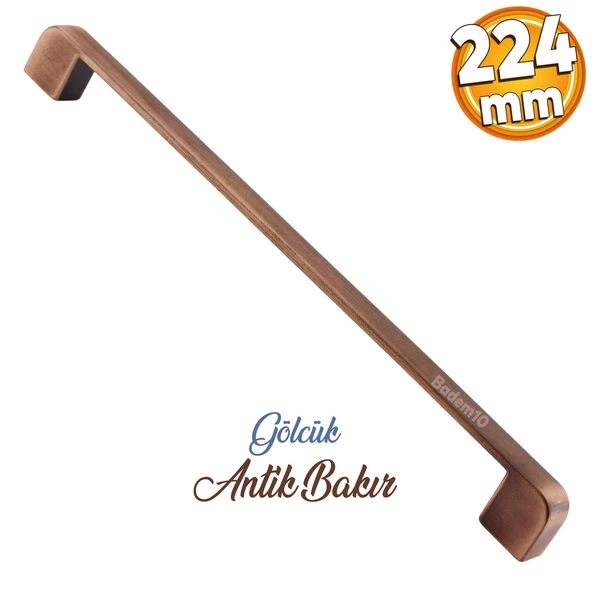Gölcük Oval Metal Eskitme Antik Bakır 224 mm Mobilya Mutfak Çekmece Dolap Kulpu Kulbu Kulpları ürün görseli 1