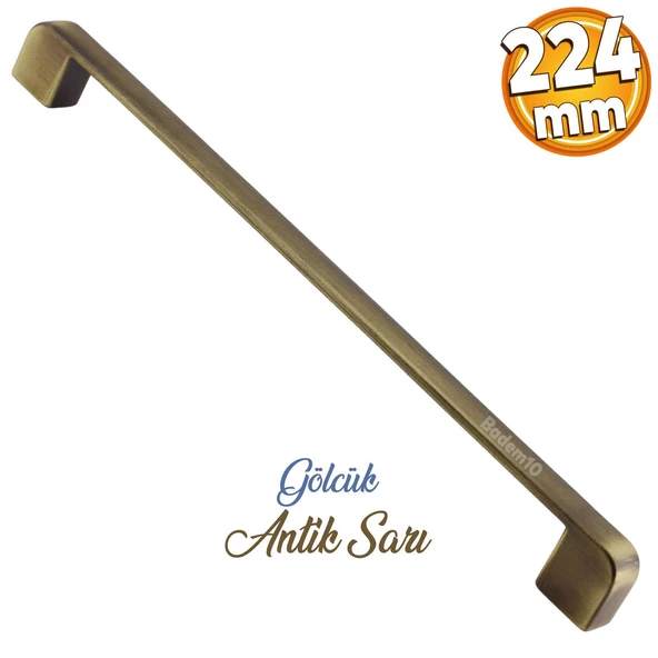 Gölcük Oval Metal Eskitme Antik Sarı 224 mm Mobilya Mutfak Çekmece Dolap Dolabı Kulpu Kulbu Kulpları ürün görseli 1