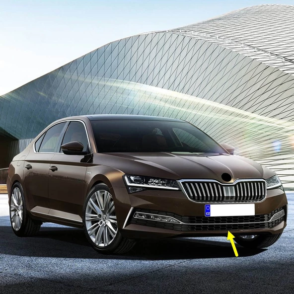 Skoda Superb 2020-2023 Ön Tampon Orta Izgara Krom Çıtalı 3V0853677A ürün görseli 1