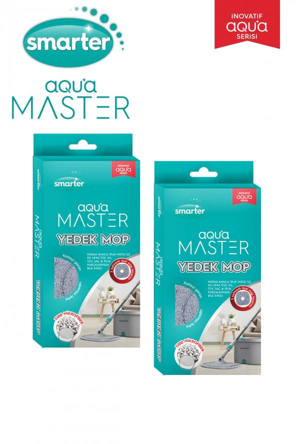 SMARTER AQUA MASTER 2 YEDEK MOP TEMİZ & KİRLİ SUYU AYIRMA ÖZELLİĞİ OTOMATİK TEMİZLİK SETİ MOP PASPAS ürün görseli 1