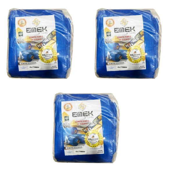 Emek Çadır Kumaşı Branda Tente UV Güneşlik Gölgelik Koruma Yağmur Su Geçirmez - 4x7 Metre - 3 Paket ürün görseli 1