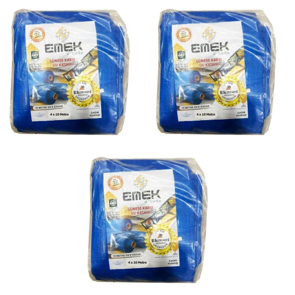 Emek Çadır Kumaşı Branda Tente UV Güneşlik Gölgelik Koruma Yağmur Su Geçirmez - 4x10 Metre - 3 Paket ürün görseli 1