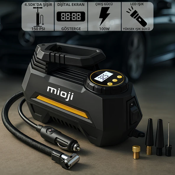 Mioji 10 Taşınabilir 150PSI 12V 120W Araba Hava Pompası ürün görseli 1