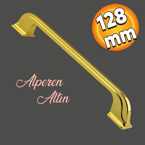 Alperen Düz Mobilya Mutfak Dolabı Çekmece Dolap Kulpu Metal Kulpları Kulbu (128 MM-12.8 CM) Altın ürün görseli 1