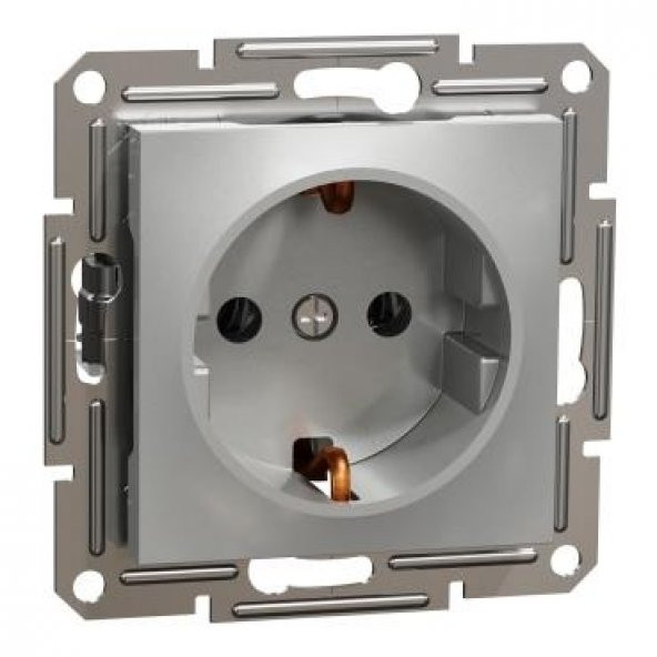 Schneider EPH2900161 Asfora Alüminyum Topraklı Çerçevesiz Priz ürün görseli 1