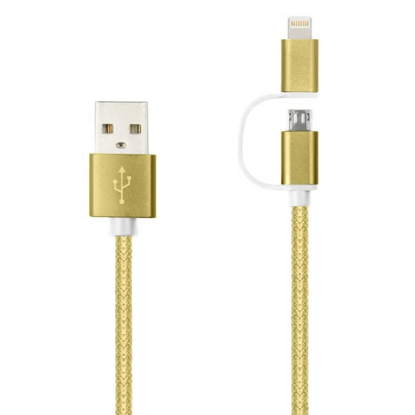 LinkTech K555 2in1 Micro USB + iPhone 1.2mt Şarj ve Data Kablosu - Resim 2